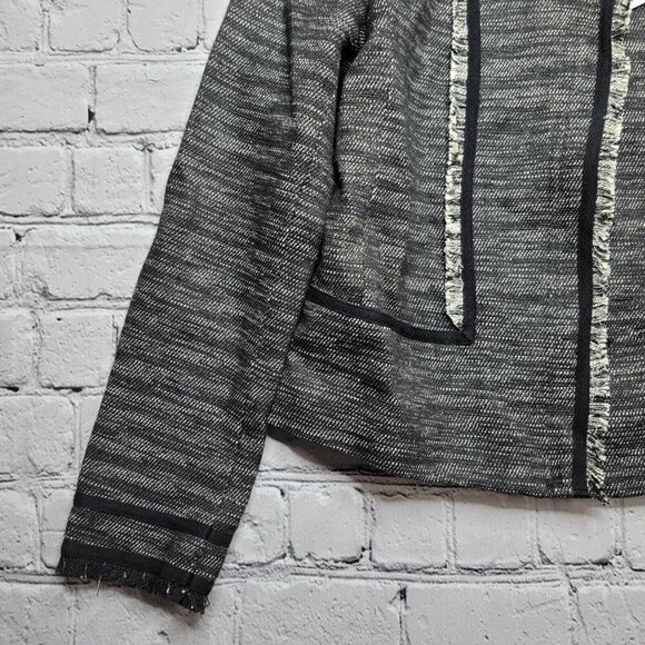 Vince Boucle Black White Leather Contrast Full Zip Jacket NWT Size 8 - Picture 5 of 13